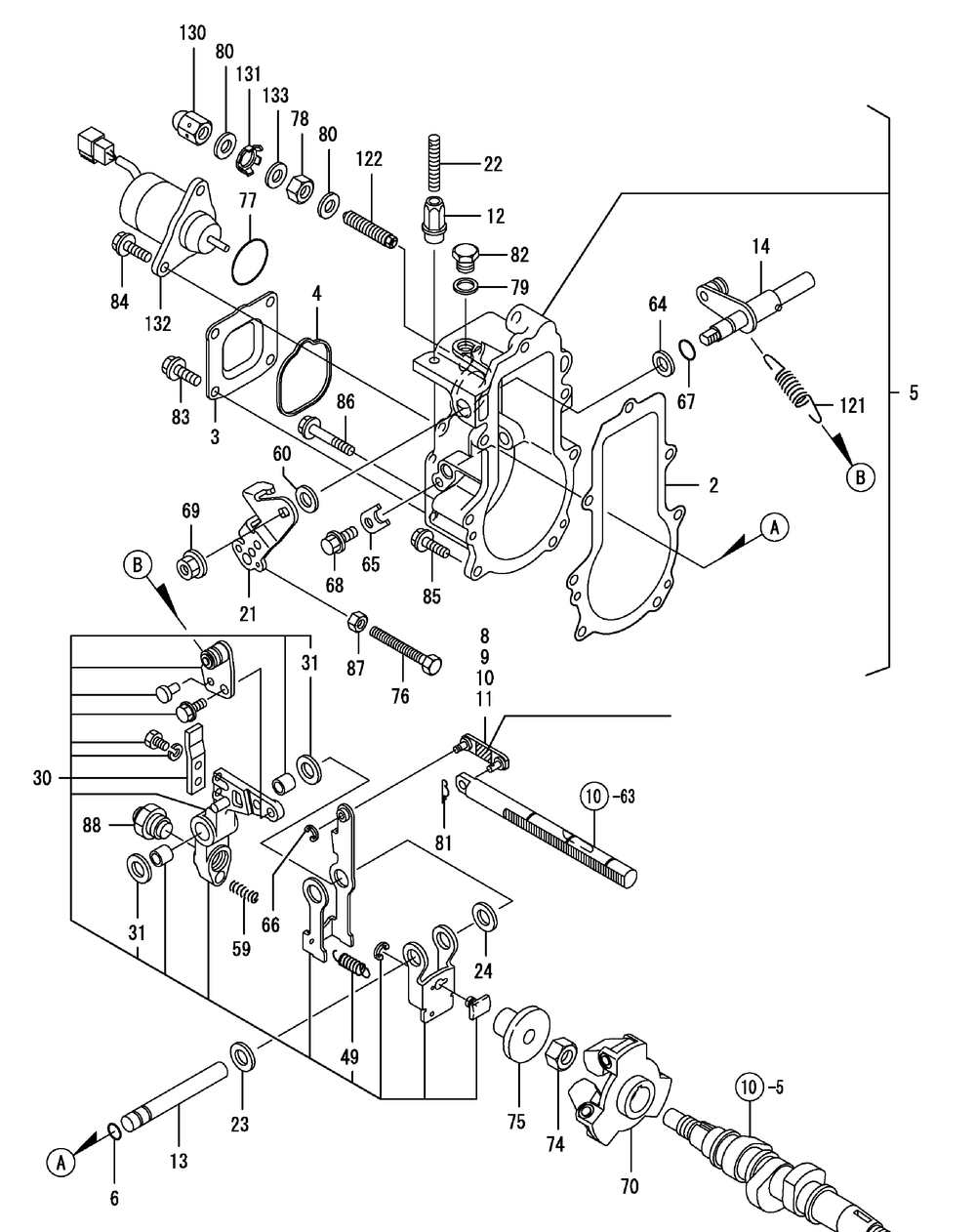 Yanmar Engine Governor Diagram and Parts List for 46G 4X4-1I029Z-1H020Z-37BKD710 Cub Cadet Lawn Tractor Accessories